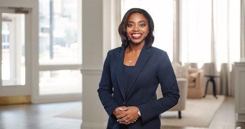 Woman smiling in suit